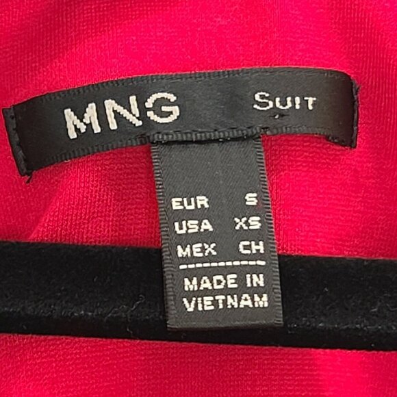 MNG Suit Dress Women XS Red Knit Fitted Sheath Square Neck Stretch Career Office - Picture 10 of 12